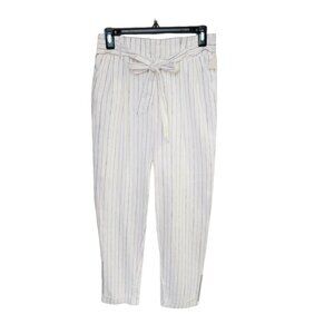 ⭐Size M Women's Pant Striped Love Tree Linen Blend lining Cuffed Paper bag New
